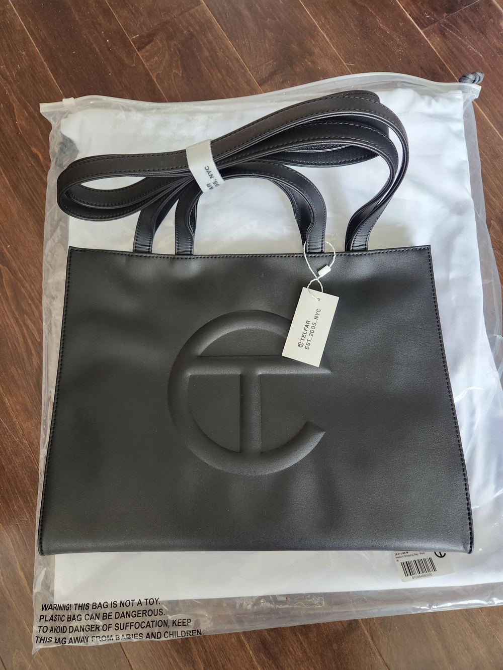 Telfar Black Medium Shopping Tote